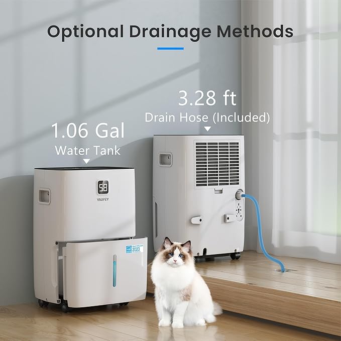Yaufey 80 Pints Energy Star Dehumidifier for Home, Basement and Large Room up to 5500 Sq. Ft., with Drain Hose, Timer, Intelligent Humidity Control and Large Water Tank - Image 7
