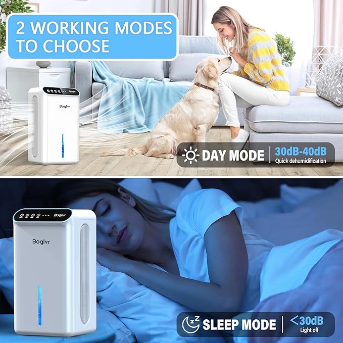 Dehumidifiers, Dehumidifier for Home (85 OZ, 800 sq.ft) Quiet Small Dehumidifier for Bedroom Bathroom Basement with Drain Hose, 3 Gear Timer, Sleep Mode, Auto Shut Off, 7 Color Ambient Light - Image 4