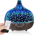 Essential Oil Diffuser 550ml Cool Mist Humidifier 3D Glass Ultrasonic Aromatherapy Humidifier with 7 Color Changing Led Lights, Waterless Auto Shut-Off, Adjustable Timer for Home Bedroom Office by Unknown