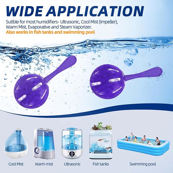 Humidifier Cleaner Ball, Tank Cleaning Cartridge, Purifies Water and Eliminates Mineral Build-up, 12 Pack, Purple - Image 4