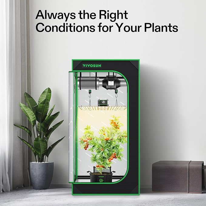 VIVOSUN Grow Tent Kit, 2 × 2ft 1-Plant System, WiFi-Controlled Grow System with Full Spectrum LED Grow Light, Automatic Ventilation, GrowHub Outlet A22 with Temperature and Humidity Sensor - Image 3