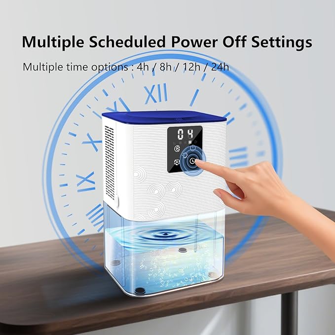 Dehumidifiers for Home,with 105 OZ Water Tank (1000 Sq Ft), Quiet Dehumidifier for Bedroom, Basement, Bathroom, with Auto Shut Off, 7 Colors LED Light (White) - Image 6