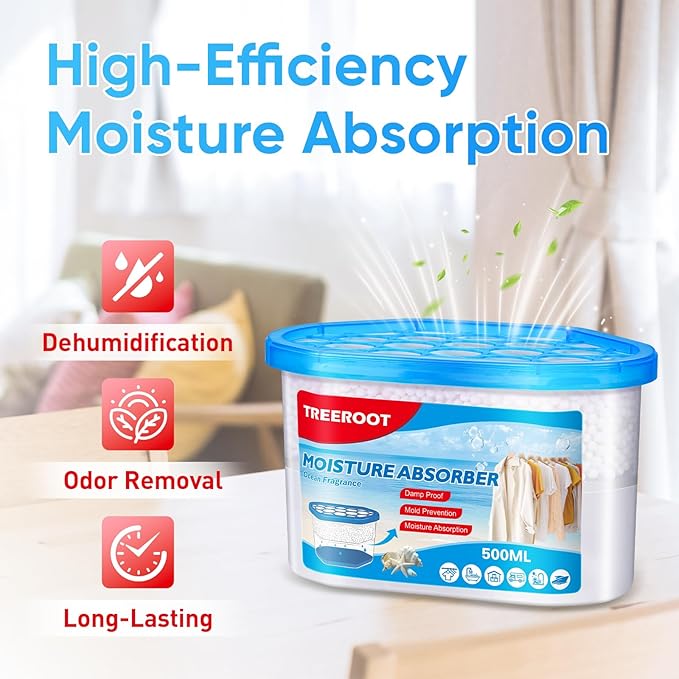 16 Pack Moisture Absorbers, 10.5 OZ Humidity Absorber Bucket, Moisture Absorbers for Closet, Dehumidifier Bucket for Wardrobes (Ocean Scent), Kitchens and Bathrooms - Image 3
