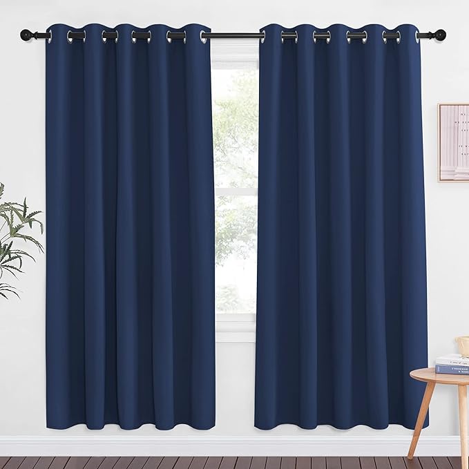 NICETOWN Blackout Curtain Panel 72" L - Window Treatment Energy Saving Thermal Insulated Solid Grommet Blackout Drapes for Living Room (Navy, 1 Panel, 66 by 72-Inch) by NICETOWN