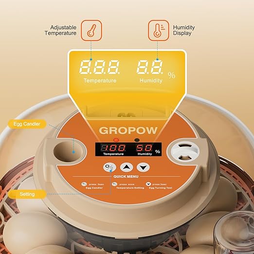 12 Egg Incubator, Automatic Turning with Temperature & Humidity Control, Egg Candler, 360 View with Air Vent, Auto Water Bottle Refill, Chicken Incubator for Hatching Eggs - Image 3
