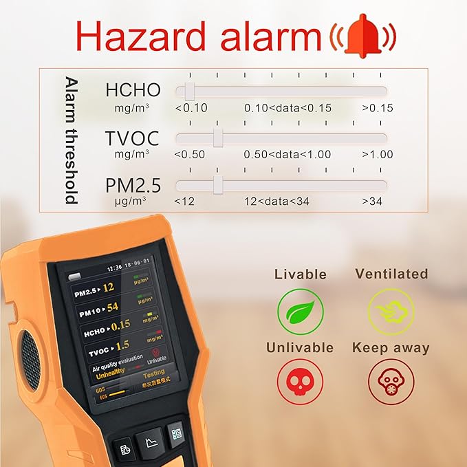 Smart Air Quality Meter Indoor 11-in-1 Air Monitor PM1.0 PM2.5 PM10 Dust TVOC VOC Detector HCHO Tester with Data Record for Home Office (126S) - Image 5