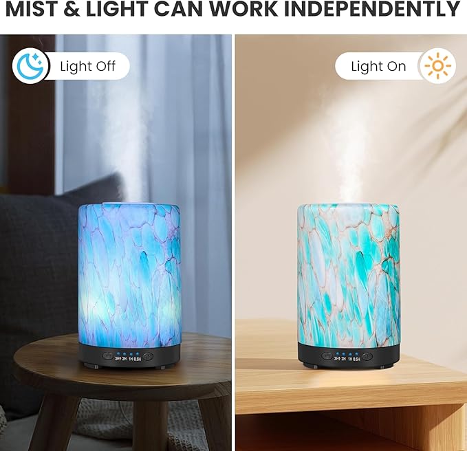 Essential Oil Diffuser, 120ML Glass Aromatherapy Diffuser with 7 Color Lights, Auto Shut-Off and 4 Timer Settings, Ultrasonic Cool Mist Diffuser for Home Room Office (Blue Mountain) - Image 4