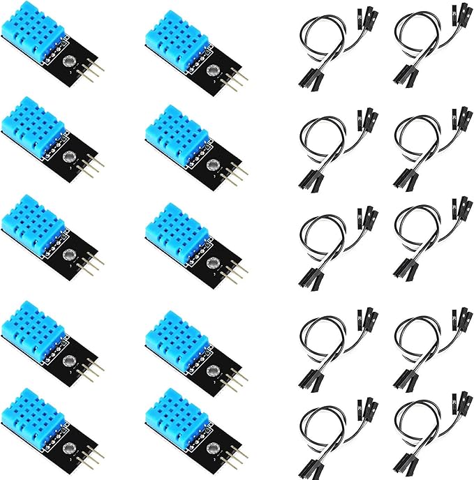 DHT11 Temperature and Humidity Sensor Module Digital Temperature and Humidity Sensor Temperature Measurement Range -20-50 ℃ Delivery Dupont Line (10 pcs) by hadefa