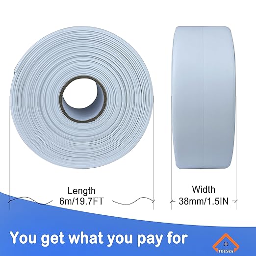 TOUSEA White Caulk Tape for Bathtub Self Adhesive,1.5" x 19.7Ft sealant Caulk Strip Caulking Sealing Tape for Kitchen Countertop,Bathroom,Toilet,and Bathtub Floor Wall Edge Protector - Image 2
