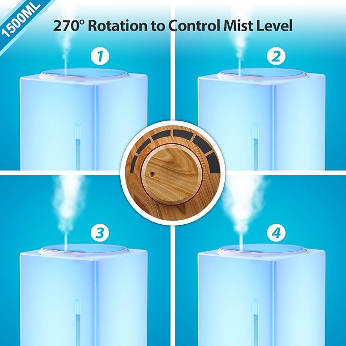 Exqline 1500ml Large Aroma Essential Oil Diffuser - Unique Aromatherapy Humidifier for Large Room (Wood Grain) - Image 5
