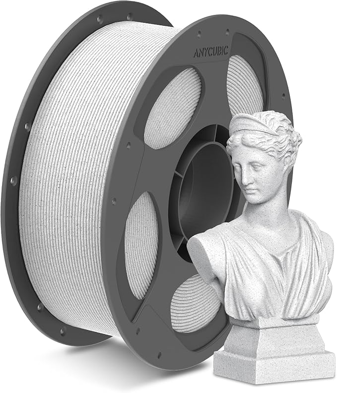 ANYCUBIC Marble PLA 3D Printer Filament, 3D Printing Rock PLA Filament 1.75mm Dimensional Accuracy +/- 0.03mm, 1KG Spool (2.2 lbs), Marble White by ANYCUBIC
