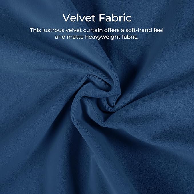 TWOPAGES Luxury Velvet Curtain Pinch Pleated Indigo Curtain 96 inch Long Thermal Insulated Blackout Drapes for Bedroom Living Room Indoor Window (1 Panel,Indigo,26Wx96L) - Image 3