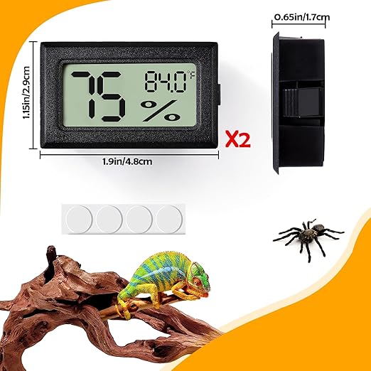 2 PCS Rectangle Reptile Thermometer and Humidity Gauge for Bearded Dragon Accessories, Reptile Tank Accessories for Jumping Spider, Leopard Gecko, Hermit Crab, Gecko, Ball Python, Lizard - Image 7