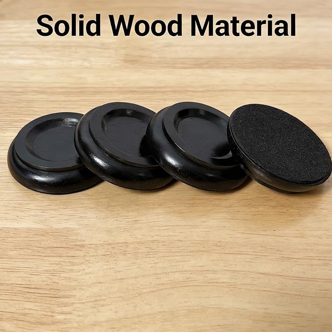 4 Pcs Solid Wood Upright Piano Caster Cups, Non-Slip & Anti-Noise for Floor Protectors Black - Image 5