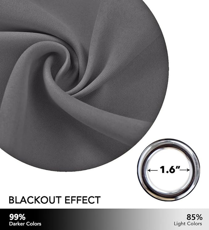 NICETOWN Closet Door Curtain, Noise Blocking Room Divider Curtain Screen Partitions, Premium Heavyweight Blackout Curtain Panel with Grommet Top for Shelves (One Panel, 10ft Wide x 8ft Long, Grey) - Image 3