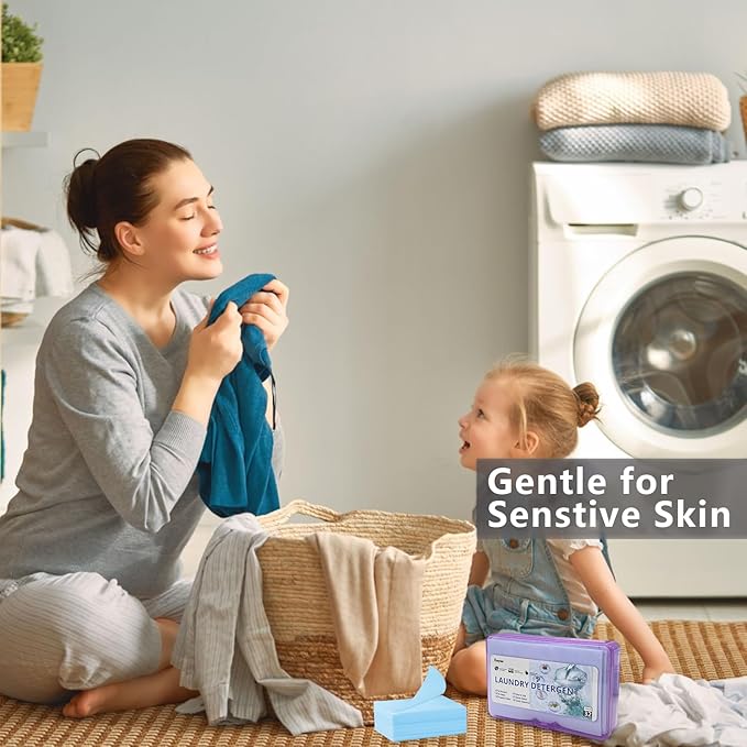 Laundry Detergent Sheets | Ultra-Portable | Travel Size | 32 Loads, 5-Second Dissolve | TSA-Approved & Eco-Friendly | 2X Stain Removal Tech | HE-Safe Detergent Sheets, Fresh Botanical Scent - Image 8