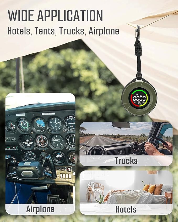 DS-100 Portable Carbon Monoxide Detector for Travel, 140H Standby, CO Detector with Magnetic Back, 3-in-1 CO Monitor with Audible & Visual Alarm for Camping, Hotel, Car & RV - Image 6