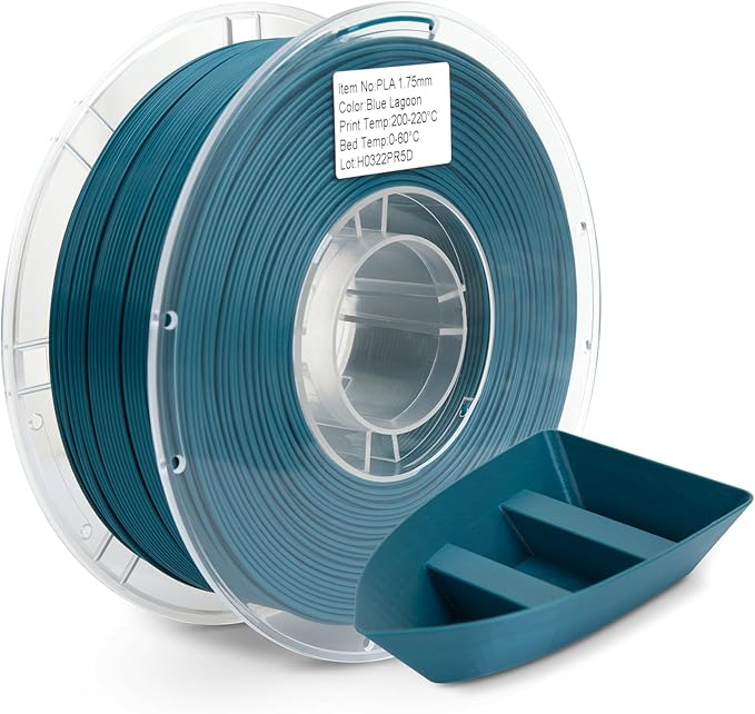 PLA Filament 1.75mm Blue Lagoon 1KG, Clog-Free 3D Printer Filament Dimensional Accuracy +/- 0.02mm, 1kg Spool(2.2lbs) 3D Printing Filament Fits for Most FDM 3D Printers by JAREES