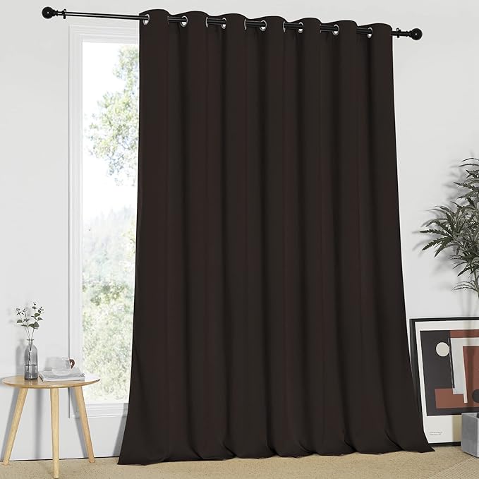 NICETOWN Blackout Curtain for Sliding Glass Door - Insulated Window Covering for Dividing Space/Office, Decorative Light Sound Reducing Patio Door Blinds (Brown, W100 x L95) by NICETOWN