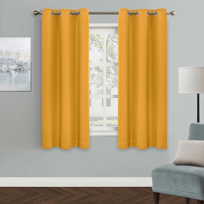 MYSKY HOME Grommet top Thermal Insulated Window Blackout Curtain for Girls Room, 42 x 63 Inch, Mustard Yellow, 1 Panel by MYSKYHOME