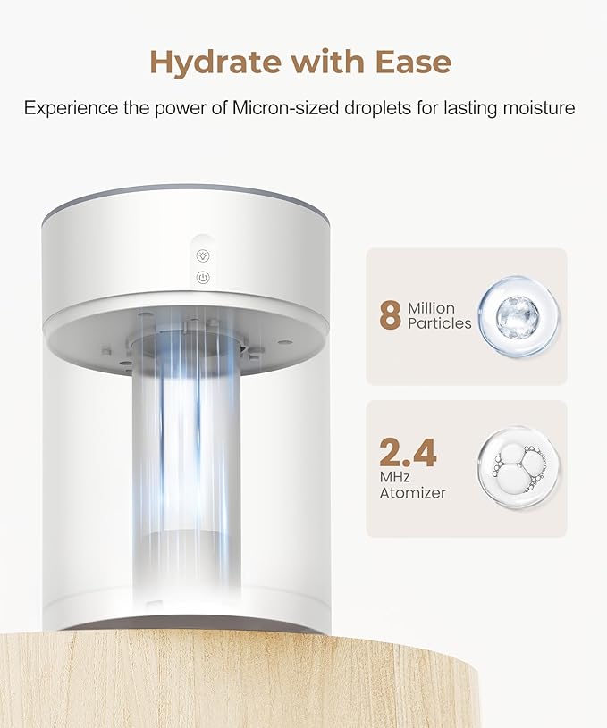 Abolee Humidifiers for Bedroom 4.5L Cool Mist with Essential Oil Diffuser, Humidifier Large Room, 24dB Quiet Air Humificador fit Baby Nursery & Plants, 360° Adjustable, Easy Fill & Cleaning (White) - Image 2