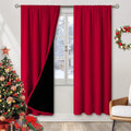 BGment Christmas Thermal Insulated 100% Blackout Curtains for Bedroom Decoration with Black Liner, Double Layer Full Room Darkening Noise Reducing Rod Pocket Curtain (52 x 84 Inch, Red, 2 Panels) by BGment