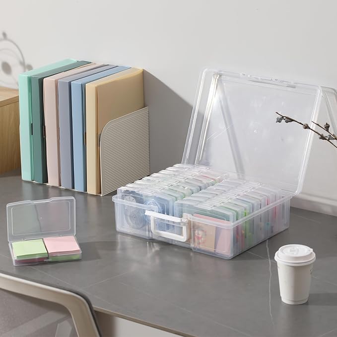 novelinks Transparent 4" x 6" Photo Organizers and Photo Storage Box with Handle, 16 Inner Photo Cases, Portable Picture Organizers & Photo Storage Containers (Clear) - Image 6