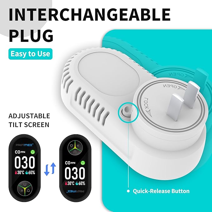 Protmex Carbon Monoxide Detector Plug in Wall, 3-in-1 Co Detector Monitor Air Quality with Temperature Humidity Sensor, Portable CO Meter Easy to Read & Install, for Home/Hotel/RV - Image 7