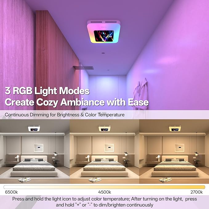 Bathroom Fan with Humidity Sensor,230 CFM 1.0 Sone Bathroom Exhaust Fan with Light,Ventilation and Exhaust Fan with Remote Control and Timer Function,Black - Image 2