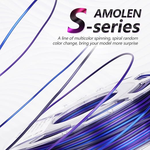 AMOLEN Silk PLA 3D Printer Filament Bundle, Multicolor Gradient Rainbow PLA 1.75mm Pack, Shiny Fast Color Change 3D Printing Filament for Most FDM 3D Printer, 200g X 4 Spools - Image 2
