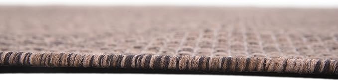 Unique Loom Collection Casual Transitional Solid Heathered Indoor/Outdoor Flatweave Area Rug (9' x 12' Rectangle, Light Brown/Ivory) - Image 9