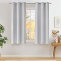 NICETOWN Short Faux Linen Greyish White Blackout Curtains 63 inches Long for Kitchen - Privacy Panels for Living Room Bedroom, Modern Farmhouse Style Easy Care Grommet Top, 2 Panels, W42 by L63 by NICETOWN