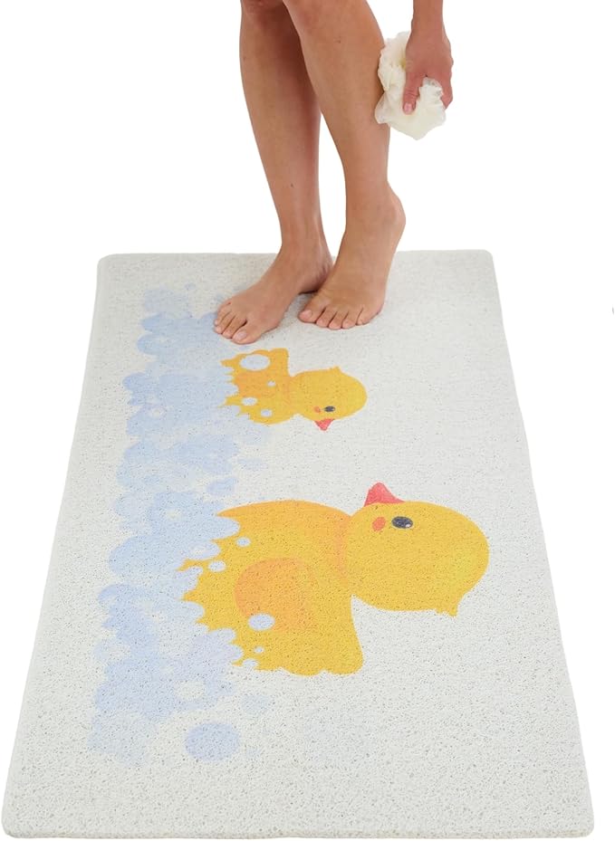 Anti Slip Shower Mat - Non Slip Shower Mats for Inside Shower - Large 47x24 Loofah Shower Floor Mat Non Slip - Bath Mat for Shower - Secure Mat Without Suction Cups (47x24 Duck) by ENKOSI
