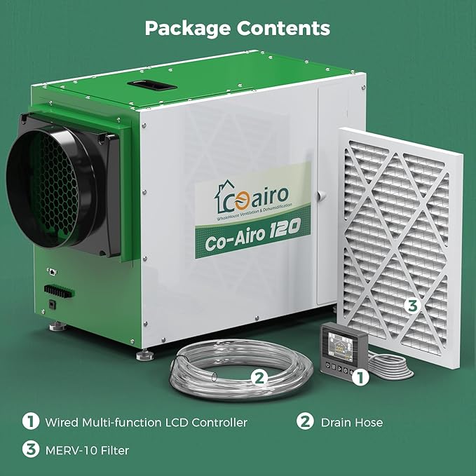 Whole House Dehumidifier 208 Pint, Crawl Space Dehumidifier with Controller Fresh Air Function and Drain Hose Up to 3000 sq. ft. for Grow Tent, Whole House, Commercial, Basement, Water Damage - Image 8
