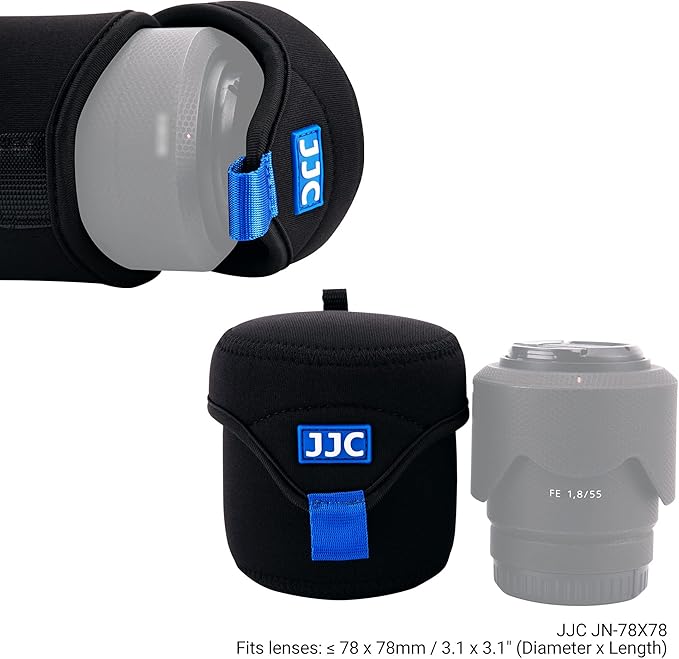 JJC Water Resistant Neoprene Camera Lens Pouch Case, Fold-Over Lens Bag for Mirrorless Lenses Up to 3.1 x 3.1 (D X H) for Sony FE 50mm f/1.8, Canon RF 35mm f/1.8, Fujifilm XF 23mm f/1.4 etc. - Image 2