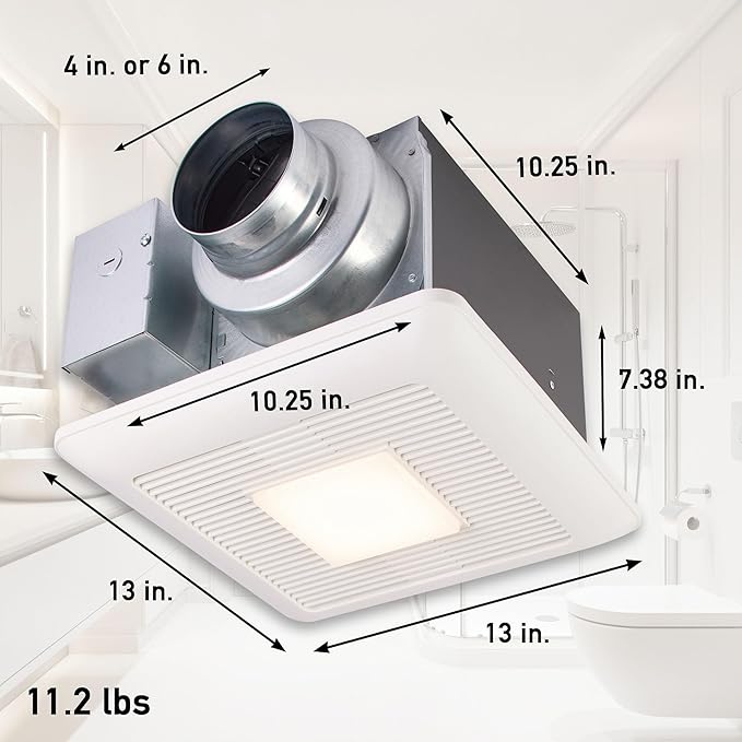Panasonic WhisperCeiling Bathroom Exhaust Fan with Dimmable LED Light, 50-80-110 CFM, FV-0511VQL1 - Image 2
