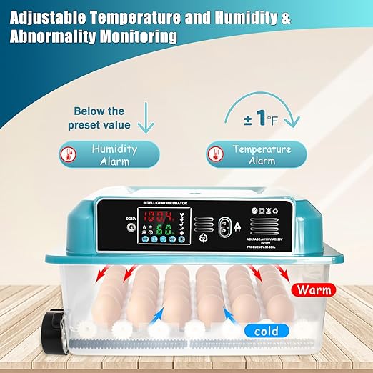 Incubators for Hatching Eggs,36 Egg Incubator,Automatic Egg Turning,Temperature & Humidity Control,Abnormality Monitoring,Egg Candle,Professional Incubator for Chicken,Duck,Geese,Quail - Image 2