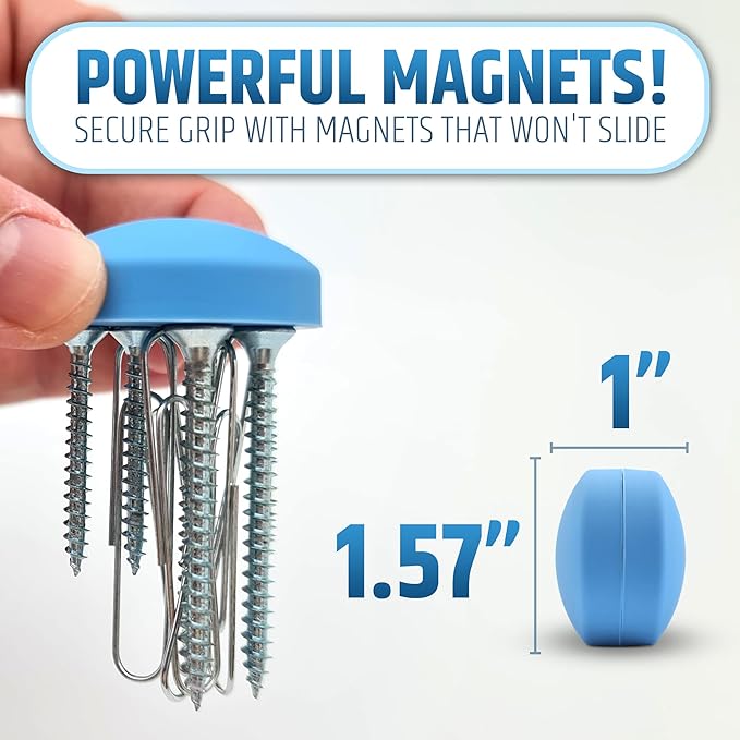 Powerful Anti-Billowing Magnetic Shower Curtain Weights for Splash-Free Bath Experience - 360° Silicone Wrapped - Will Never Rust - Heavy Magnets Prevent Curtain Liners from Blowing | 4 Pairs | Blue - Image 5