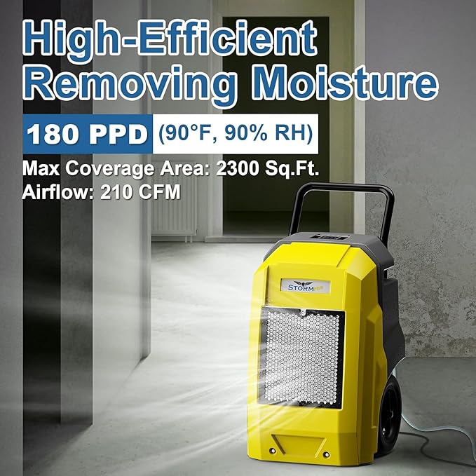 ALORAIR Storm Pro Commercial Dehumidifier 180 PPD, LGR Portable Dehumidifier with Pump, cETL Listed, 8 Years Warranty, LCD Display, for Clean-Up, Flood, Moisture - Image 2