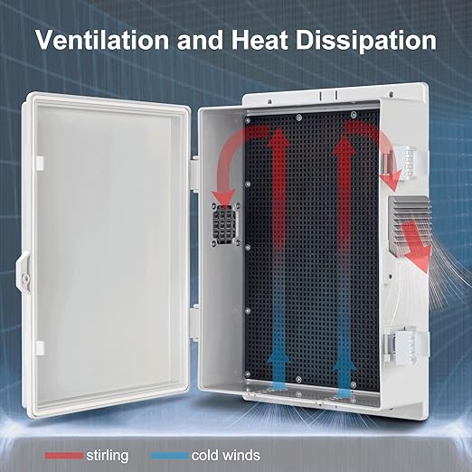 Outdoor Electrical Junction Box, ABS Water Resistant Enclosure with Internal Mounting Panel & Hinged Cover (13" H* 9.2" L* 3.7" W) - Image 5
