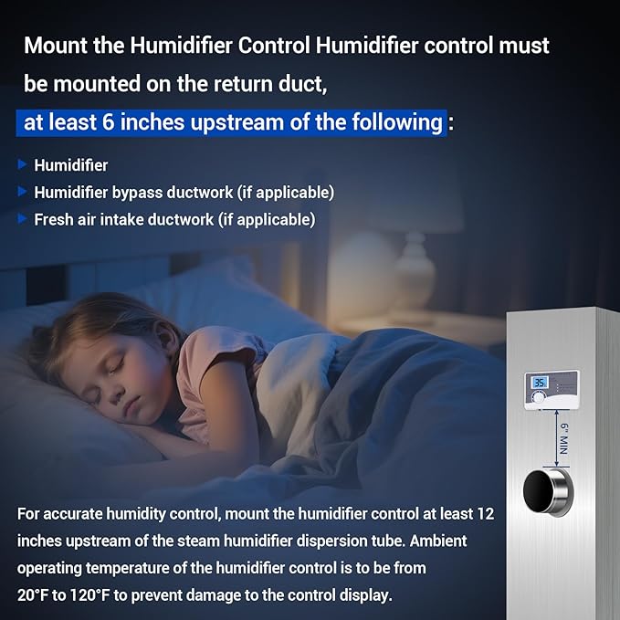 60 Humidifier Control Humidistat with Outdoor Temperature Sensor compatible with AprilAire 400 500 600 700 Series Whole Home Dehumidifiers Replacement for AprilAire 60, 24VAC Digital Wall Mount - Image 5