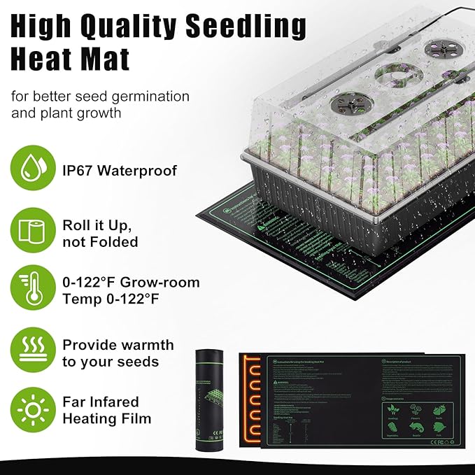 60 Cell Self-Watering Seed Starter Tray with Grow Light and Heat Mat,Seed Starter Kit,Humidity Domes,Auto Timer,Flexible Brightness Seedling Starter Trays for Seed Starting & Seeds Growing - Image 4