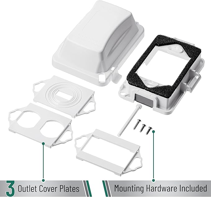 Bates Choice Weatherproof Electrical Outlet Cover, 1-Gang, White Plastic Outdoor Outlet Cover, Plug-In, 120 Volts AC, Compatible with All Devices - Image 5