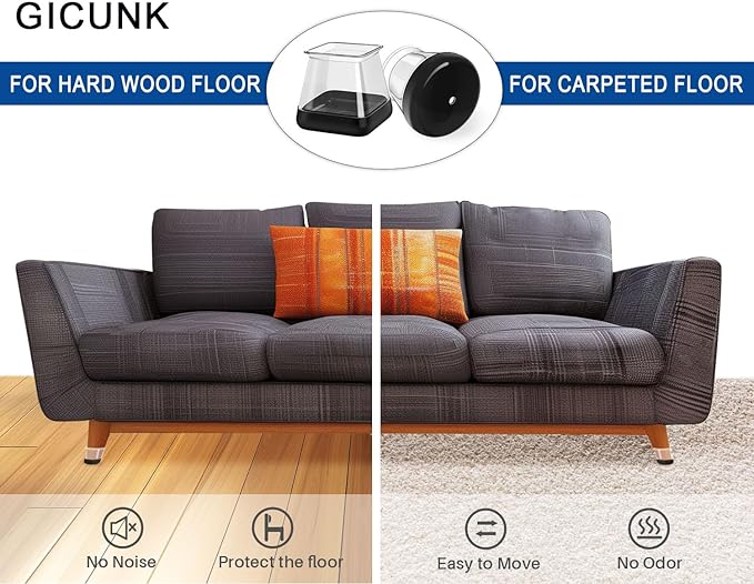28 Pcs Chair Leg Sliders for Carpet, Round Chair Glides, Silicone Furniture Leg Protectors Caps, Carpet Protectors Table Feet Covers Cups, Teflon Furniture Pads Sliders (Fit:13/16" ~ 1-3/16") - Image 2