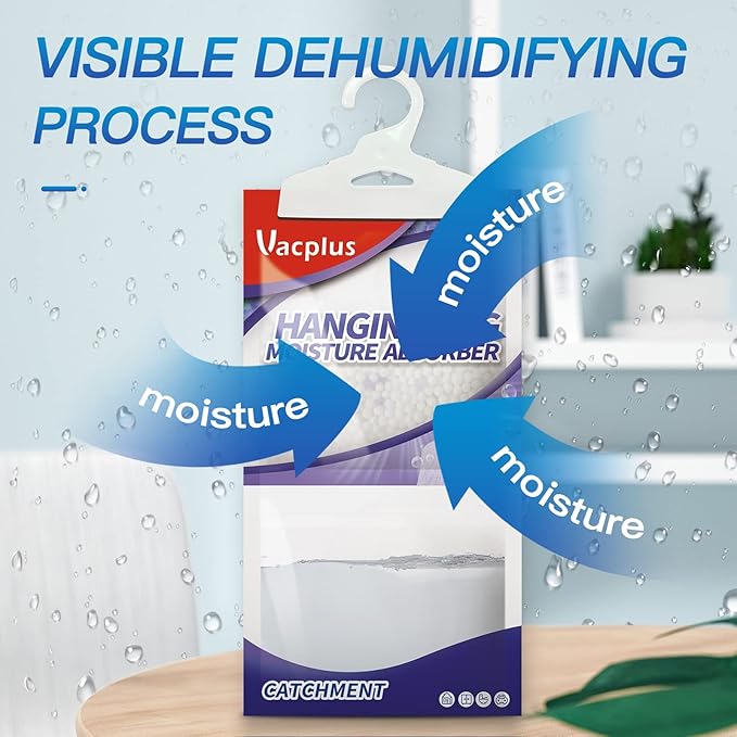 Vacplus Moisture Absorbers, Hanging Closet Dehumidifier Bags, Humidity Packs, Desiccant, Closet Dehumidifiers with Lavender Fragrance, 10 Pack, 9.8 OZ - Image 3