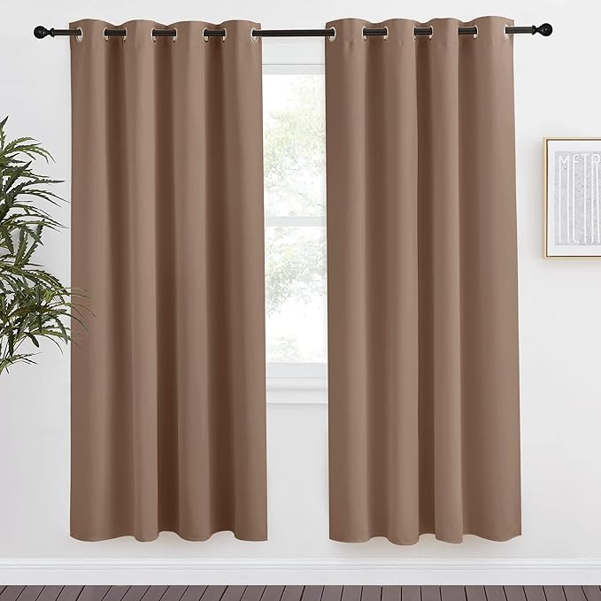 NICETOWN Grommet Top Blackout Curtain Panel, 55 inches Wide by 78 inches Long, 1 Piece, Cappuccino Color, Thermal Insulated Room Darkening Drape for Villa/Apartment/Rental Room by NICETOWN