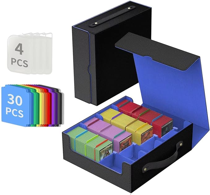 Trading Card Storage Box, Card Storages Boxes, MTG Deck Boxs, bulk card storage, Commander Decks Boxes, Sports Cards Storages, Mtg Commander Deckes Boxes,Deck Boxss Mtg (Black and Blue) by Unknown