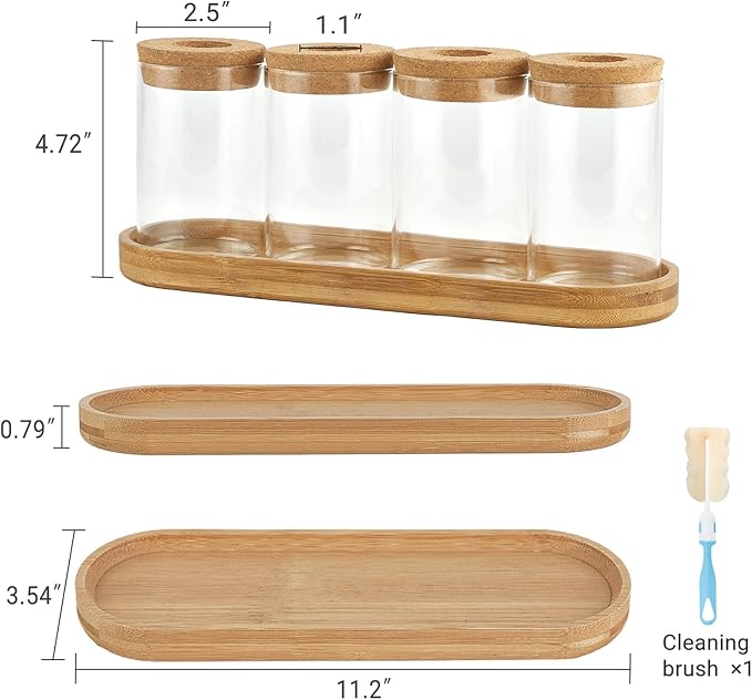 Dahey Plant Propagation Terrarium Desktop Glass Planter Station Water Planting Glass Vase with Lid and Wooden Stand for Propagating Hydroponic Plants Centerpiece Office Home Garden Decor, 4 Pcs - Image 6