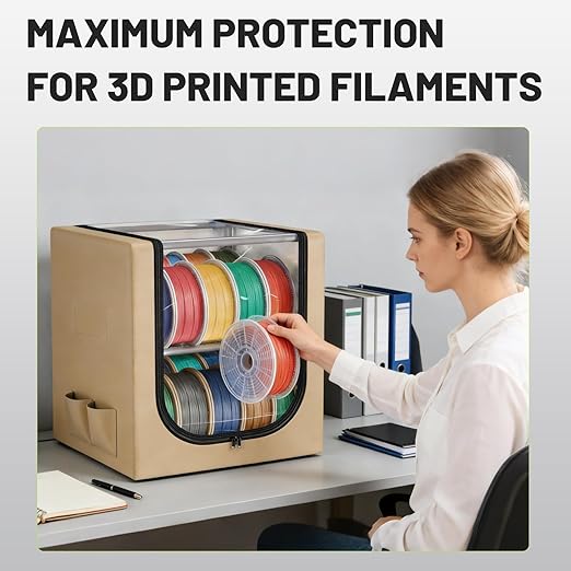 3D Filament Dry Storage Box, 2-Tier Metal Rack with Leather Cloth Cover, Holds Up to 20 Rolls of Filaments for Home & Workshop - Image 7