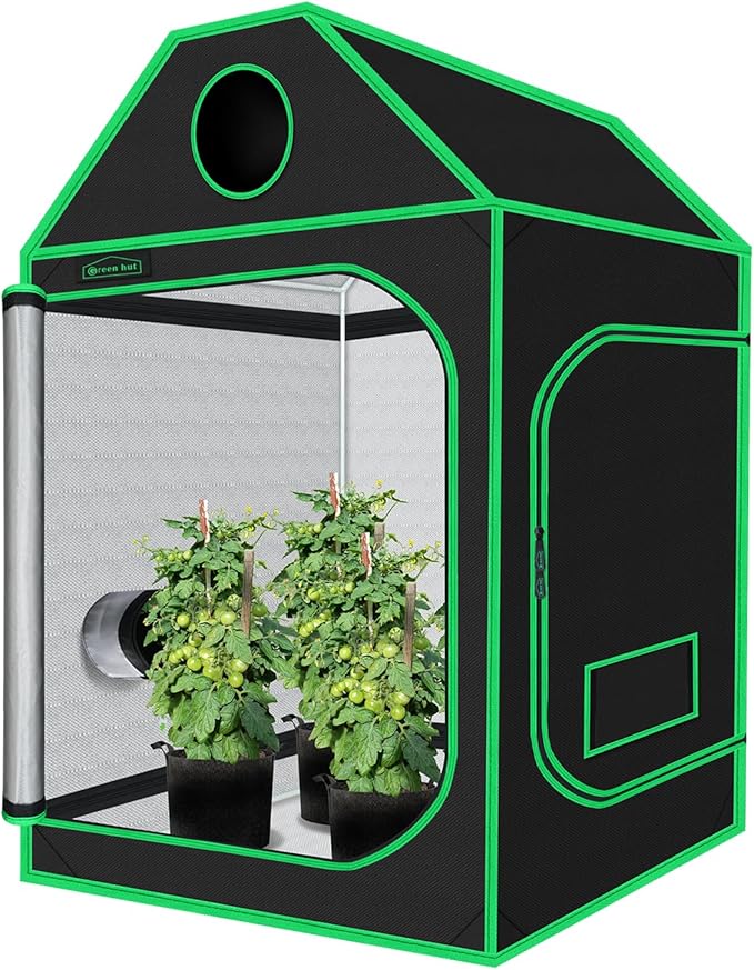 4x4 Grow Tent, 48"x48"x72" Roof Cube Plant Grow Tents with Observation Window and Floor Tray for Indoor Plant Growing Seedling by GreenHut